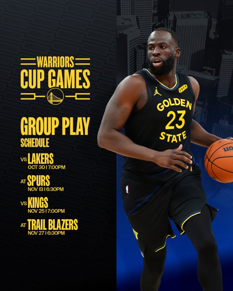 勇士NBA杯小组赛赛程公布 首战即主场对湖人 勇士NBA杯小组赛赛程公布 首战即主场对湖人